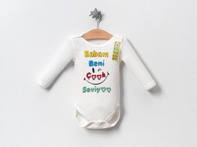 ❄️ Kışlık Babam Beni Çok Seviyor Özel Tasarım Baskılı Uzun Kollu Zıbın | Yumuşacık ve Sıcak Tutan Pamuk Body