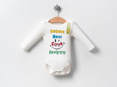 ❄️ Kışlık Dedem Beni Çok Seviyor Özel Tasarım Baskılı Uzun Kollu Zıbın | Yumuşacık ve Sıcak Tutan Pamuk Body