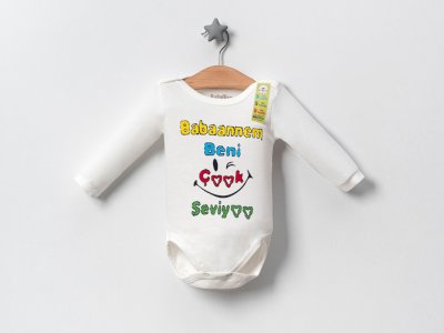 ❄️ Kışlık Babannem Beni Çok Seviyor Özel Tasarım Baskılı Uzun Kollu Zıbın | Yumuşacık ve Sıcak Tutan Pamuk Body