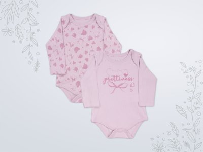 6-18 Ay Kız Bebek Zıbın | Saf Pamuk Raporlu 2'li Badi Seti