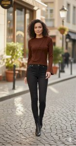 Ters Dikiş ve Taş Detaylı İspanyol Kol Kaşkorse Bluz